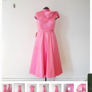 Lan Ting | Mother of the Bride Vintage Bow Dress in Candy Pink